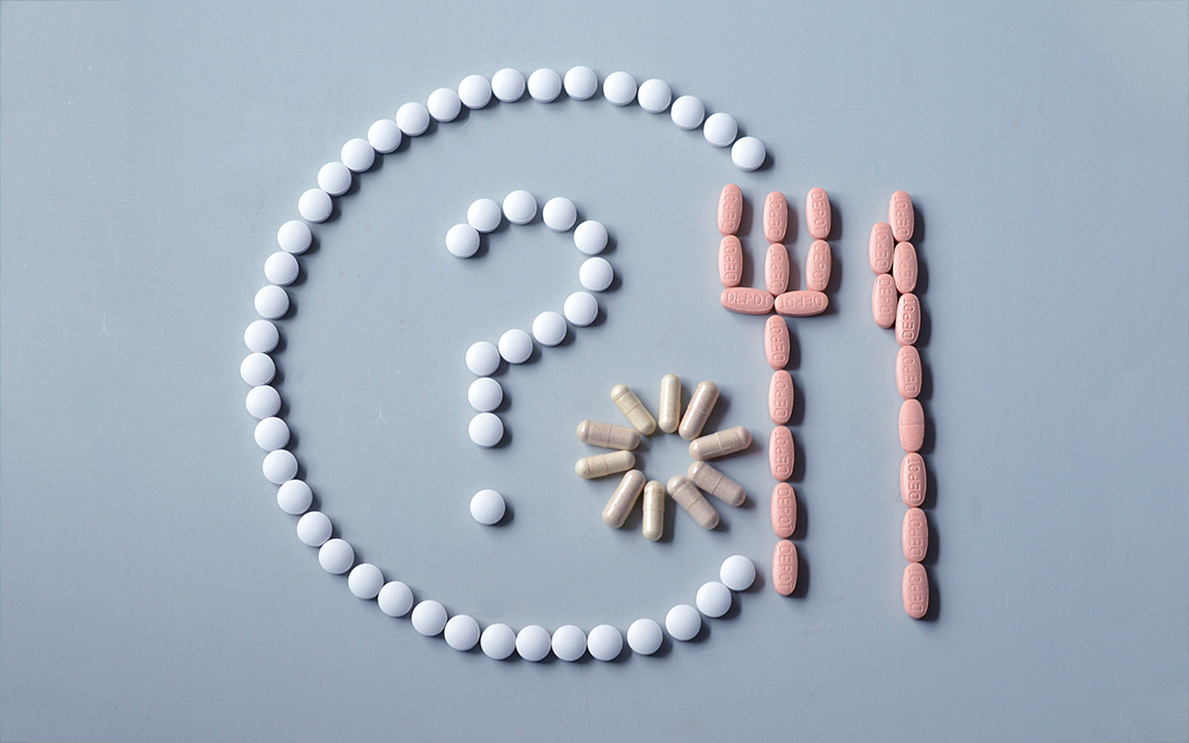 Fat-Burning Supplements, Image of pills forming a question mark